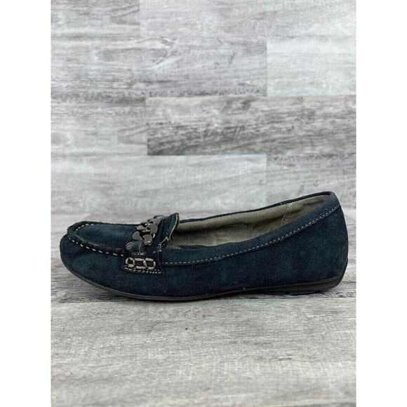 Naturalizer N5 Womens Size 7M Suede Chain Loafers Navy Blue Slip-On Casual Shoes - Picture 4 of 8
